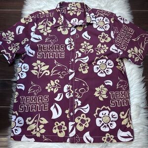 Wes and Willy Mens College Hawaiian Shirt Texas State Bobcat Mens XL Preppy BBQ